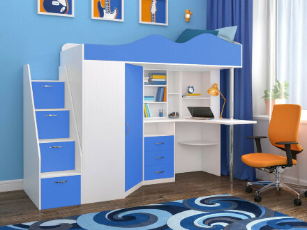 Кровать-чердак Пионер 1, Белое дерево/лайм (Ярофф) 